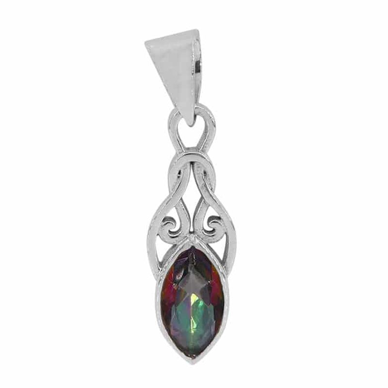 Marquise Mystic Quartz Pendant with Celtic Knot - Click Image to Close